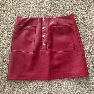 Red faux leather skirt